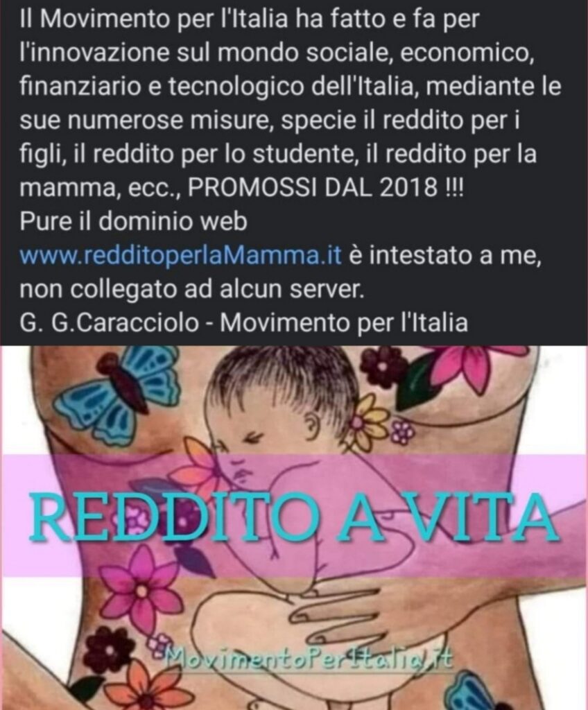 Movimento per l'Italia - reddito per la mamma - Gianluca Giuseppe Caracciolo